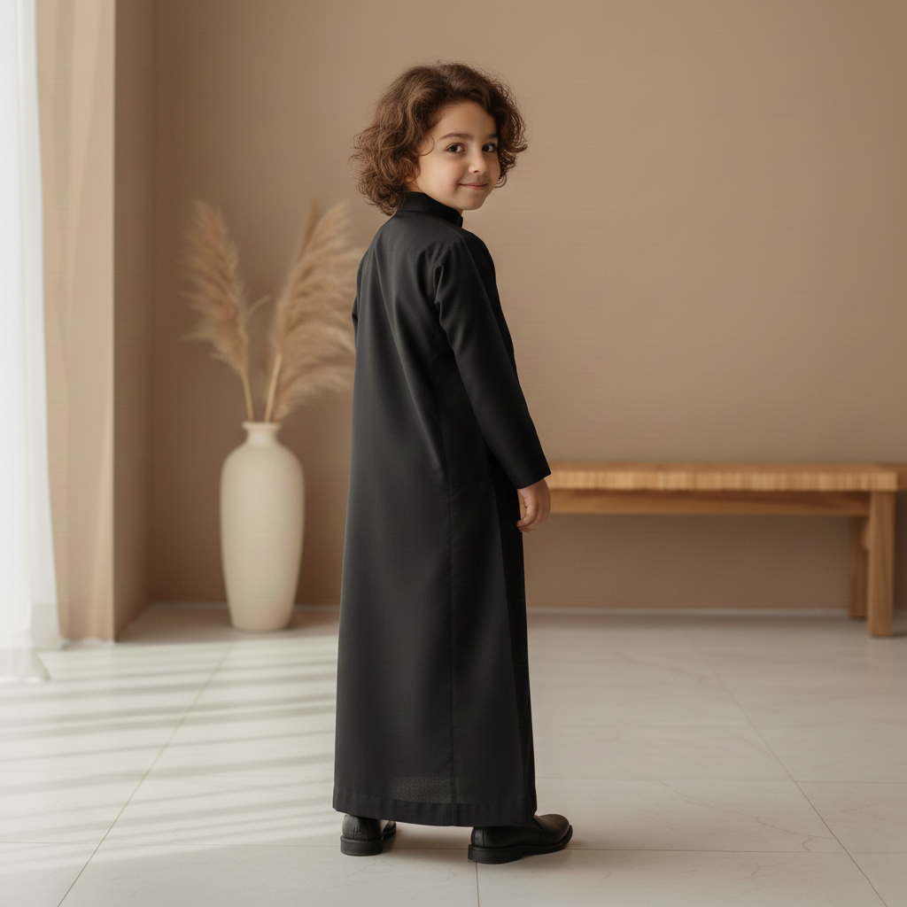 TRADITIONAL BLACK  ARABIC THOBE (JUBBA) FOR KIDS