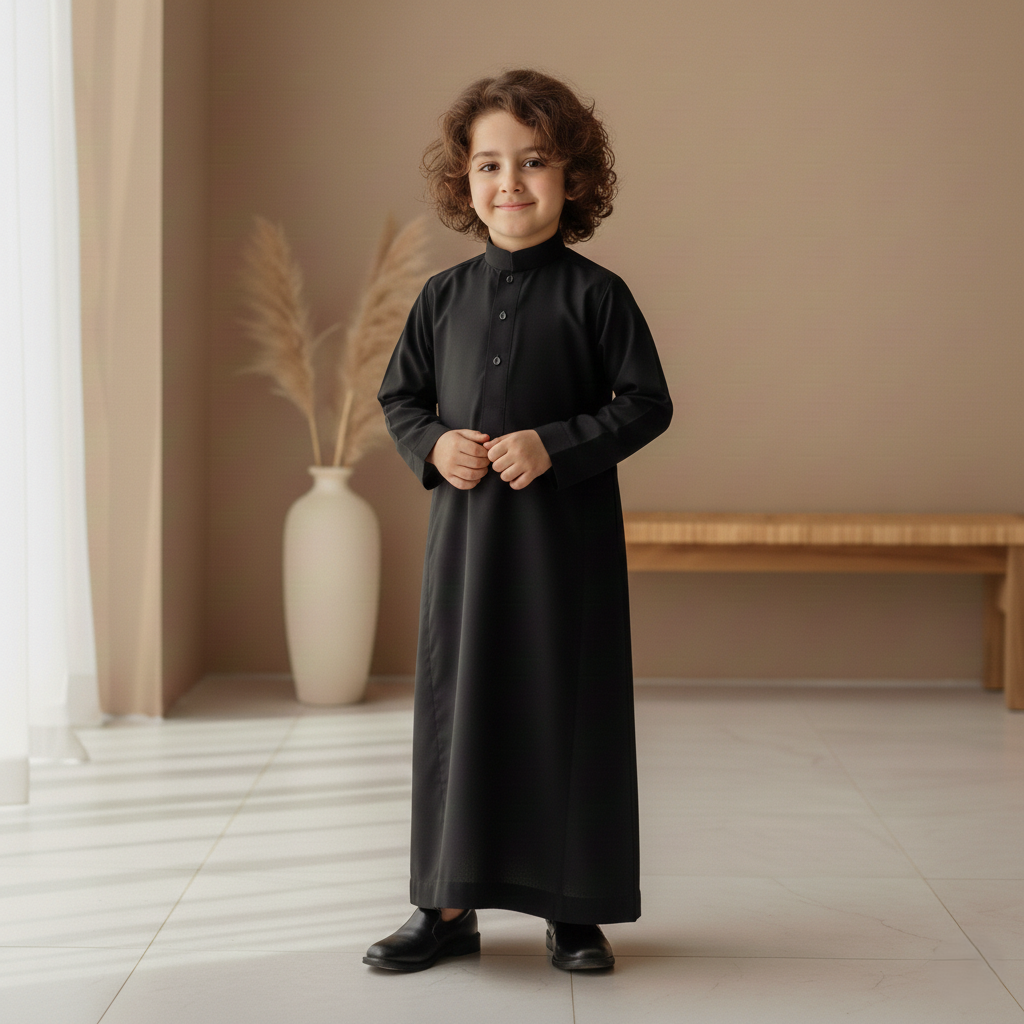 TRADITIONAL BLACK  ARABIC THOBE (JUBBA) FOR KIDS