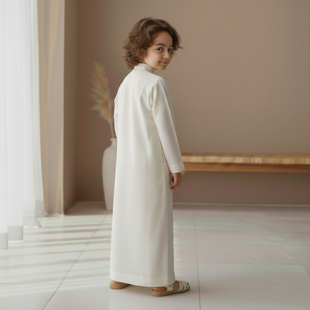 TRADITIONAL OFF WHITE ARABIC THOBE (JUBBA) FOR KIDS