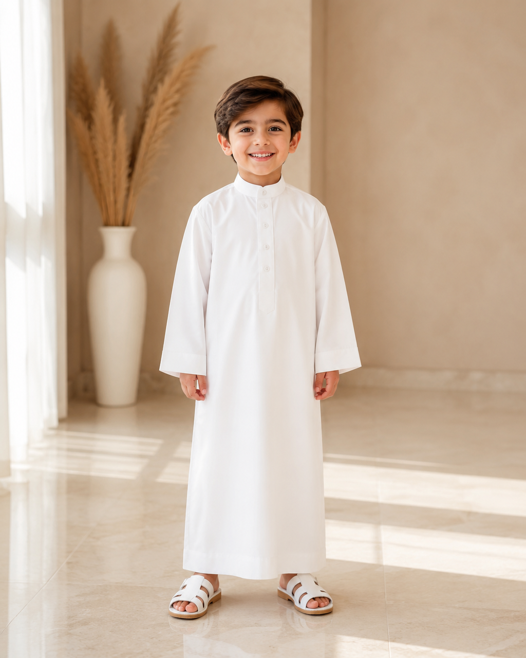 TRADITIONAL PURE WHITE ARABIC THOBE (JUBBA) FOR KIDS