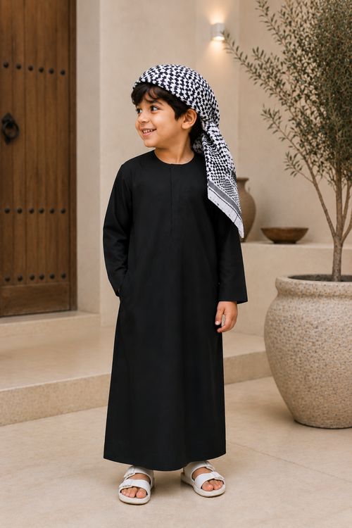 KIDS TRADITIONAL BLACK EMIRATI THOBE