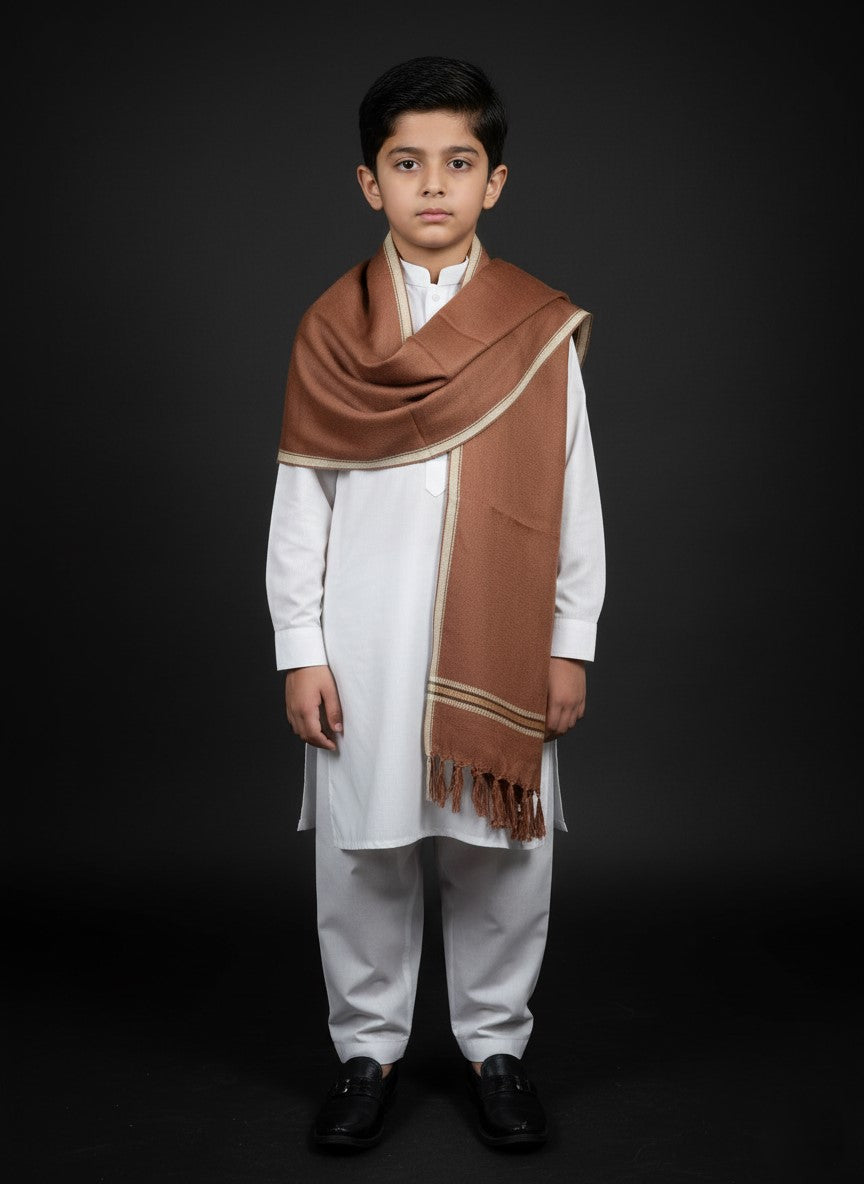 Wool Shawl For Kids in light Brown Colour