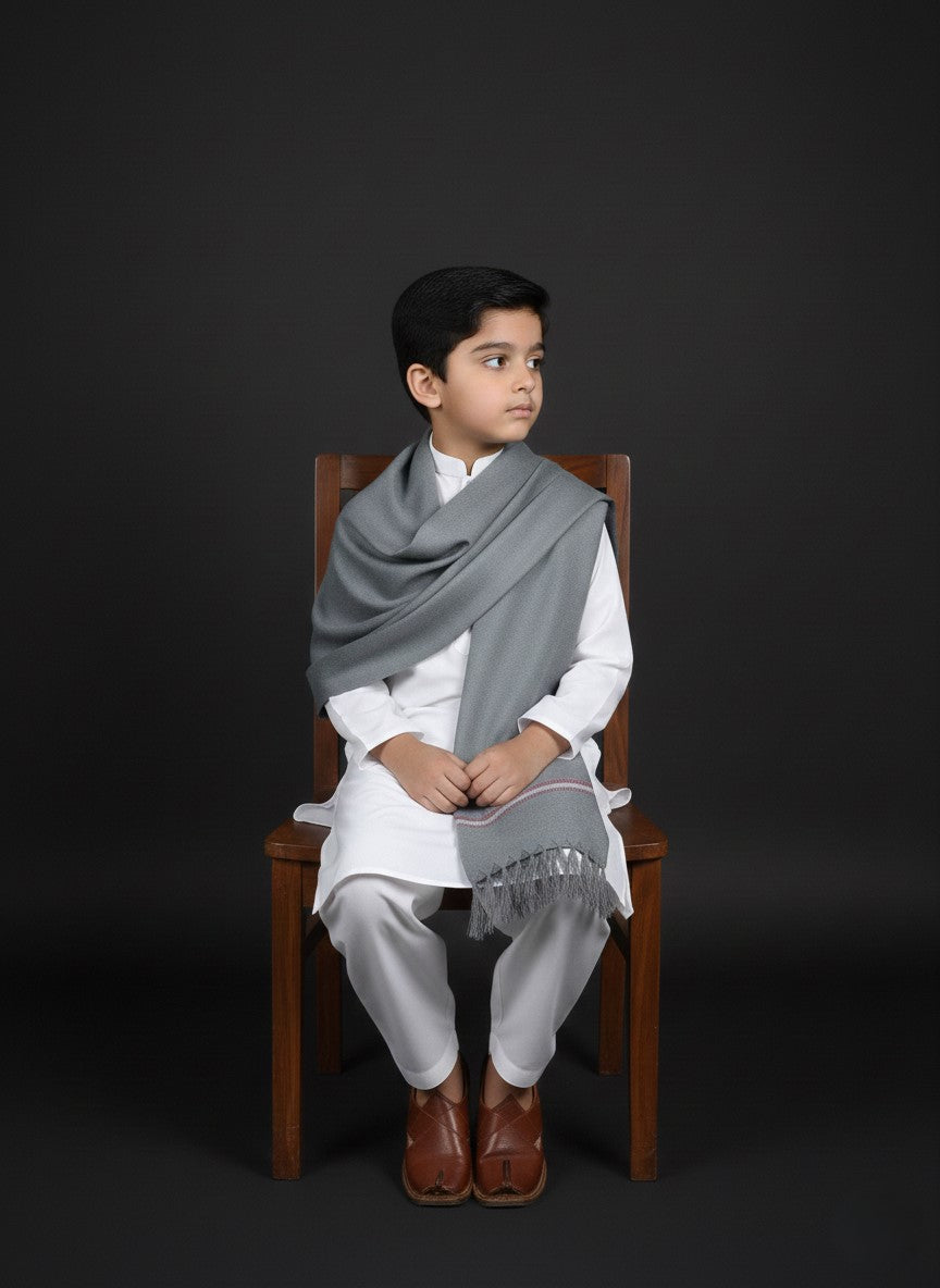 Wool Shawl For Kids in Grey Colour