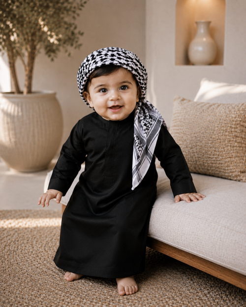 KIDS TRADITIONAL BLACK EMIRATI THOBE