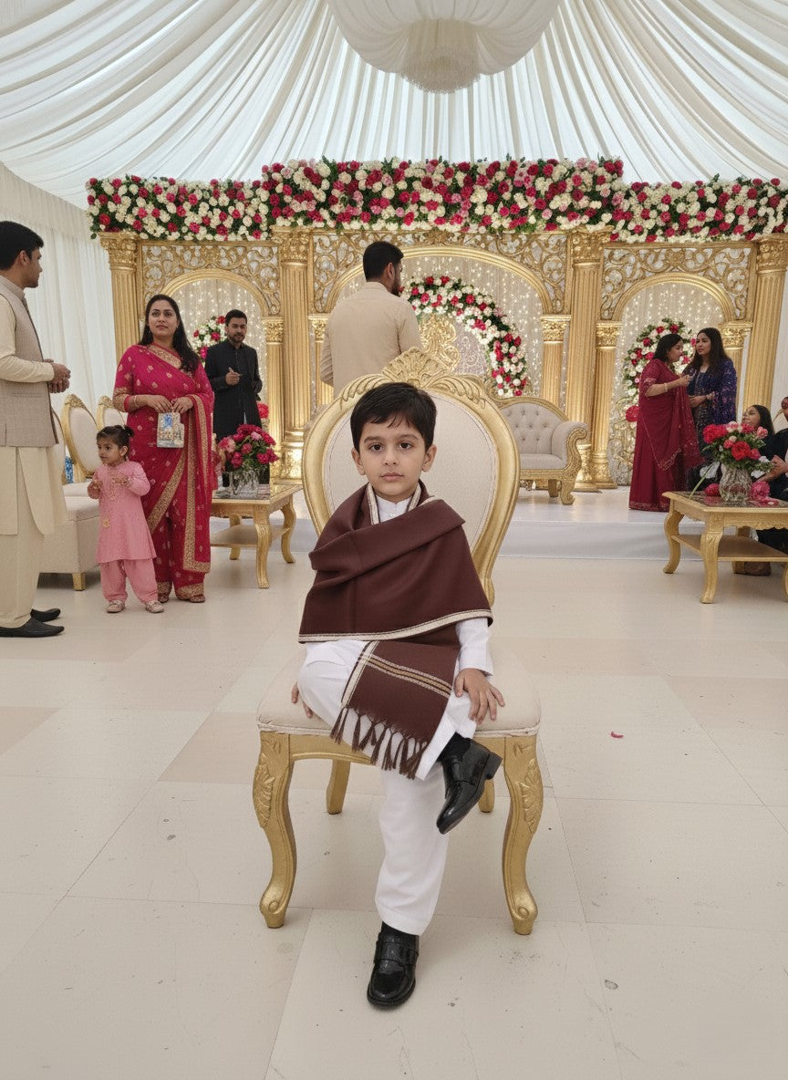 Wool Shawl For Kids in Brown Colour