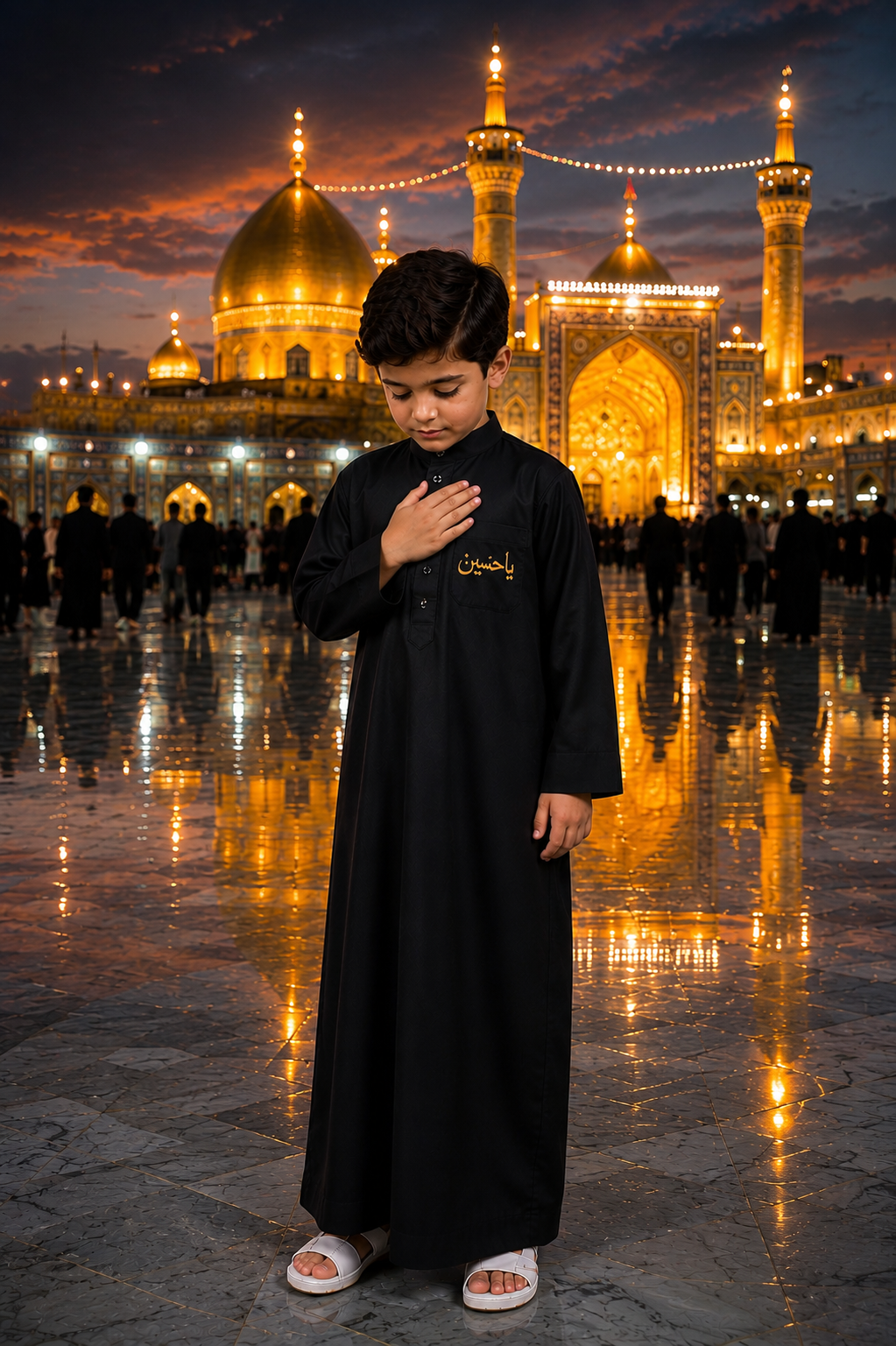 Kids Black Jubba with Ya Hussain Embroidery – Muharram Collection