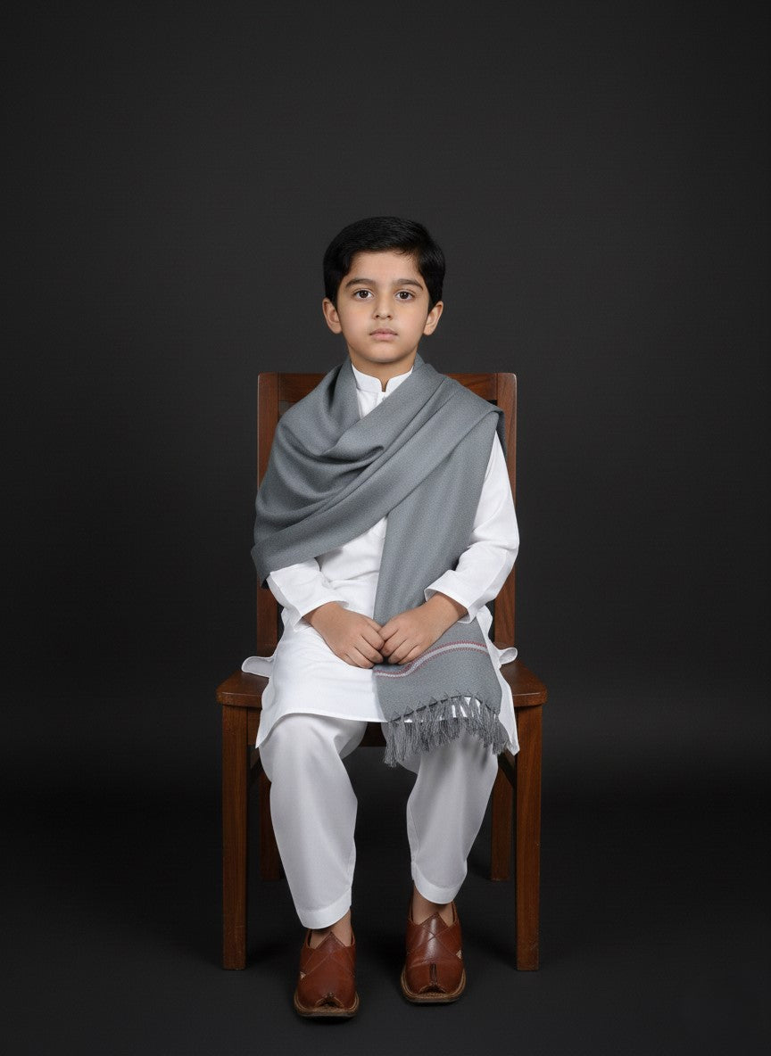 Wool Shawl For Kids in Grey Colour