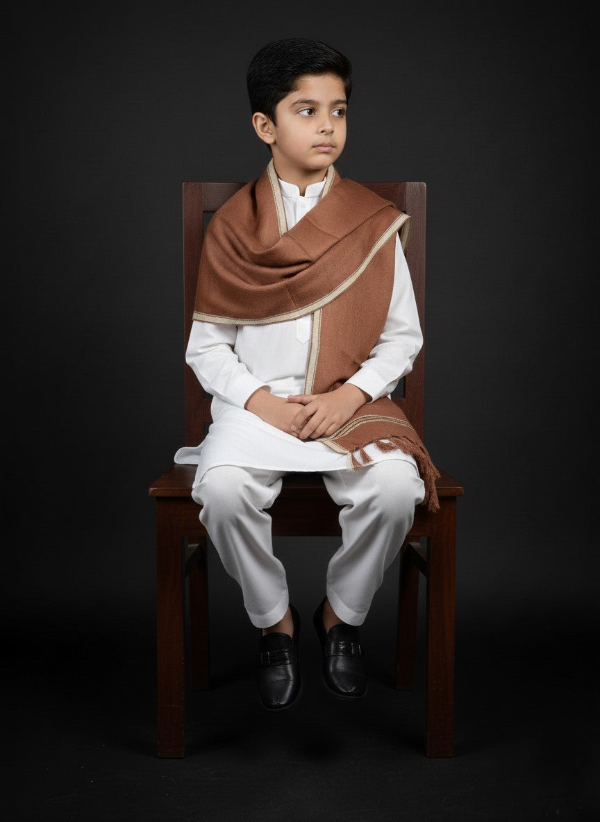 Wool Shawl For Kids in light Brown Colour