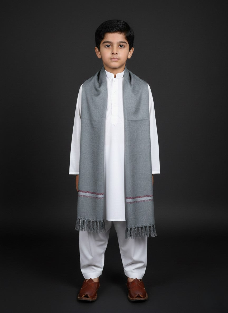 Wool Shawl For Kids in Grey Colour