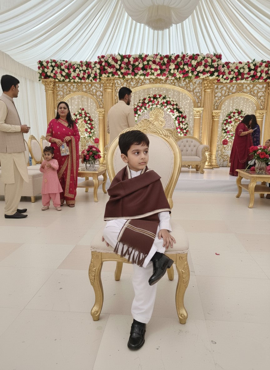 Wool Shawl For Kids in Brown Colour