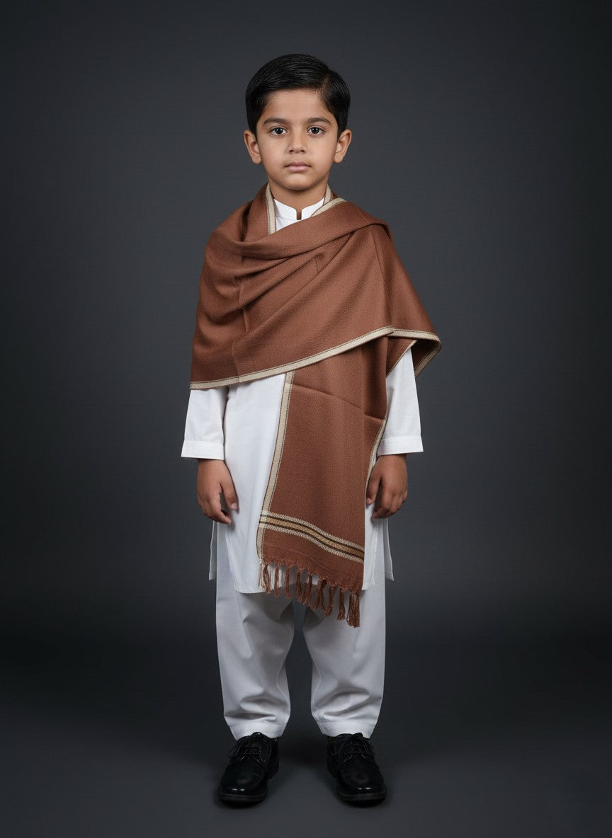 Wool Shawl For Kids in light Brown Colour