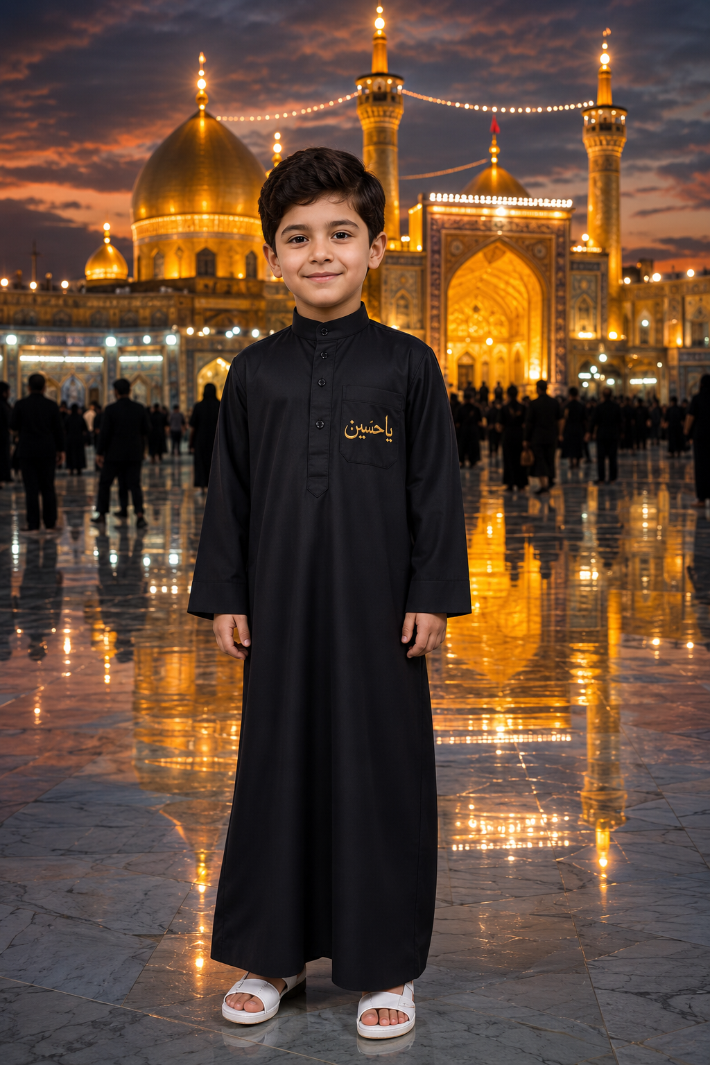 Kids Black Jubba with Ya Hussain Embroidery – Muharram Collection