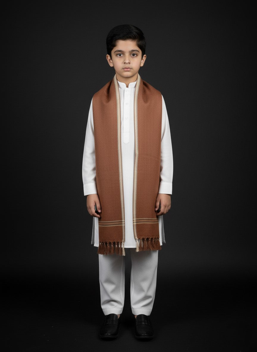 Wool Shawl For Kids in light Brown Colour