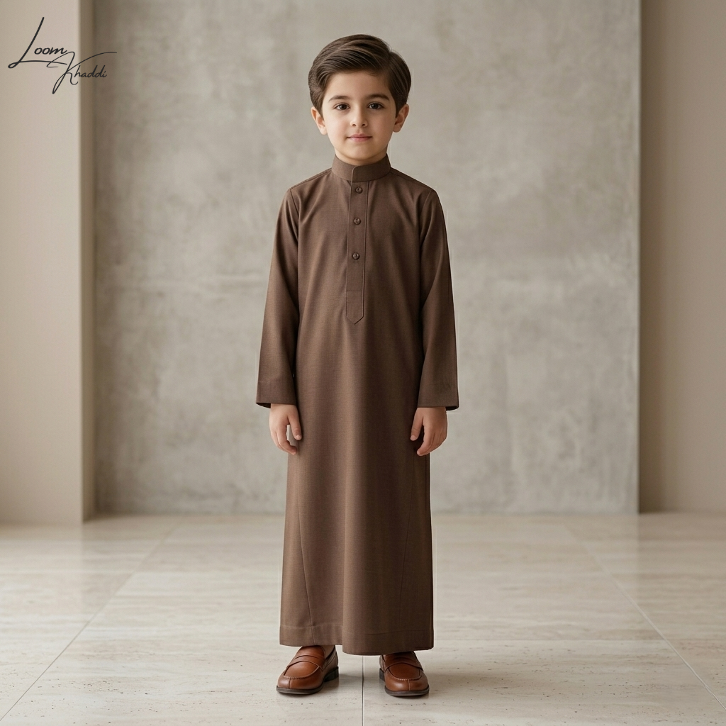 TRADITIONAL BROWN ARABIC THOBE (JUBBA) FOR KIDS
