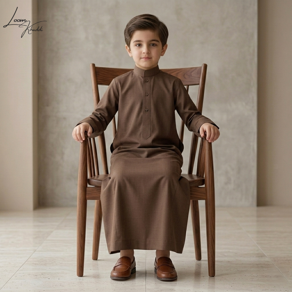 TRADITIONAL BROWN ARABIC THOBE (JUBBA) FOR KIDS