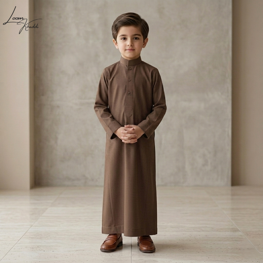TRADITIONAL BROWN ARABIC THOBE (JUBBA) FOR KIDS